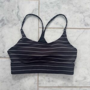 ZYIA Zyia Active Black Stripe Light 'n Tight Racer Straps Bra | Size Medium